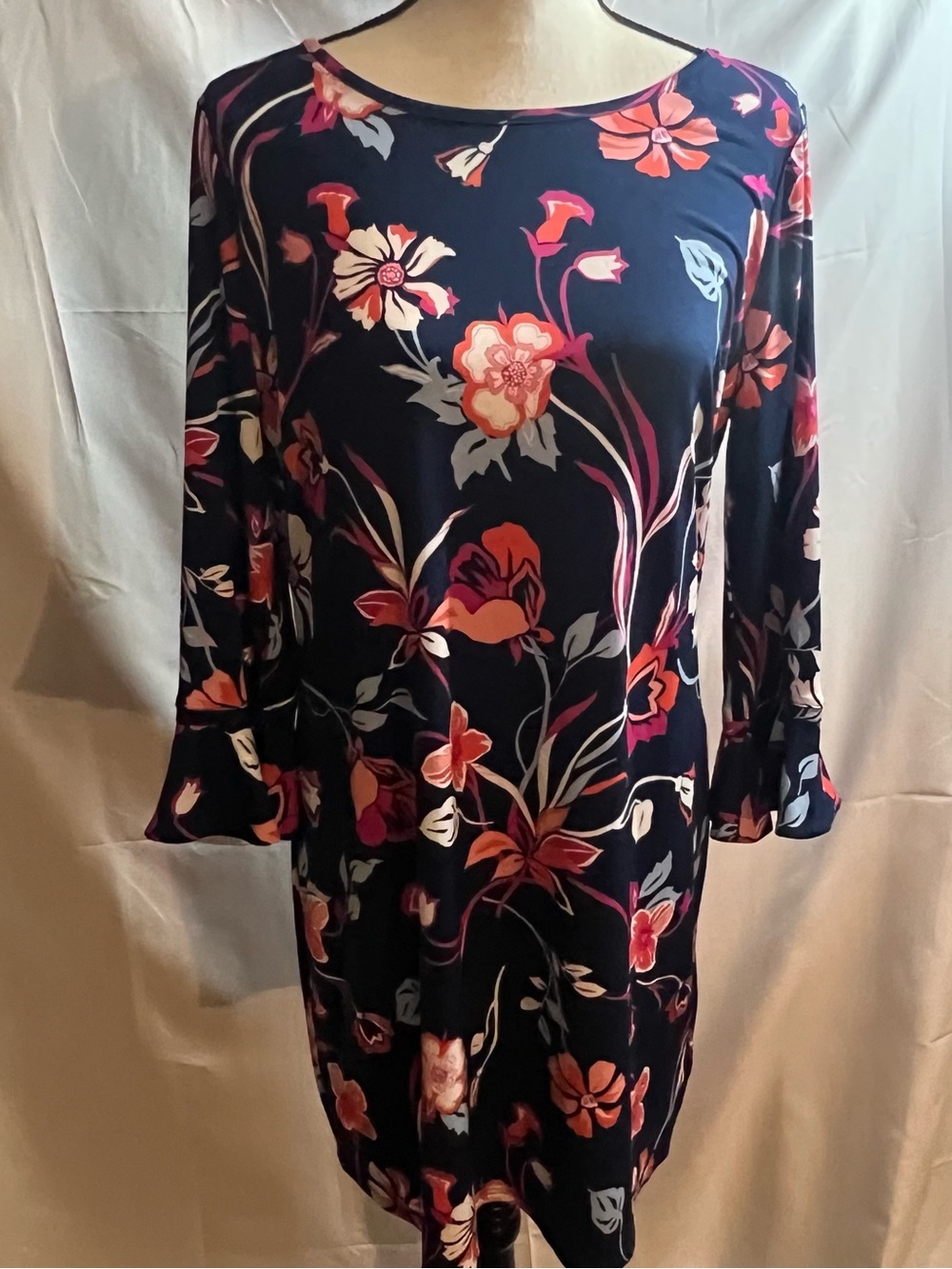 Medium Dress Floral Navy Shift Dress - Women
